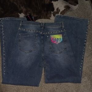 Women's Blue Jeans with Pearl Detailing